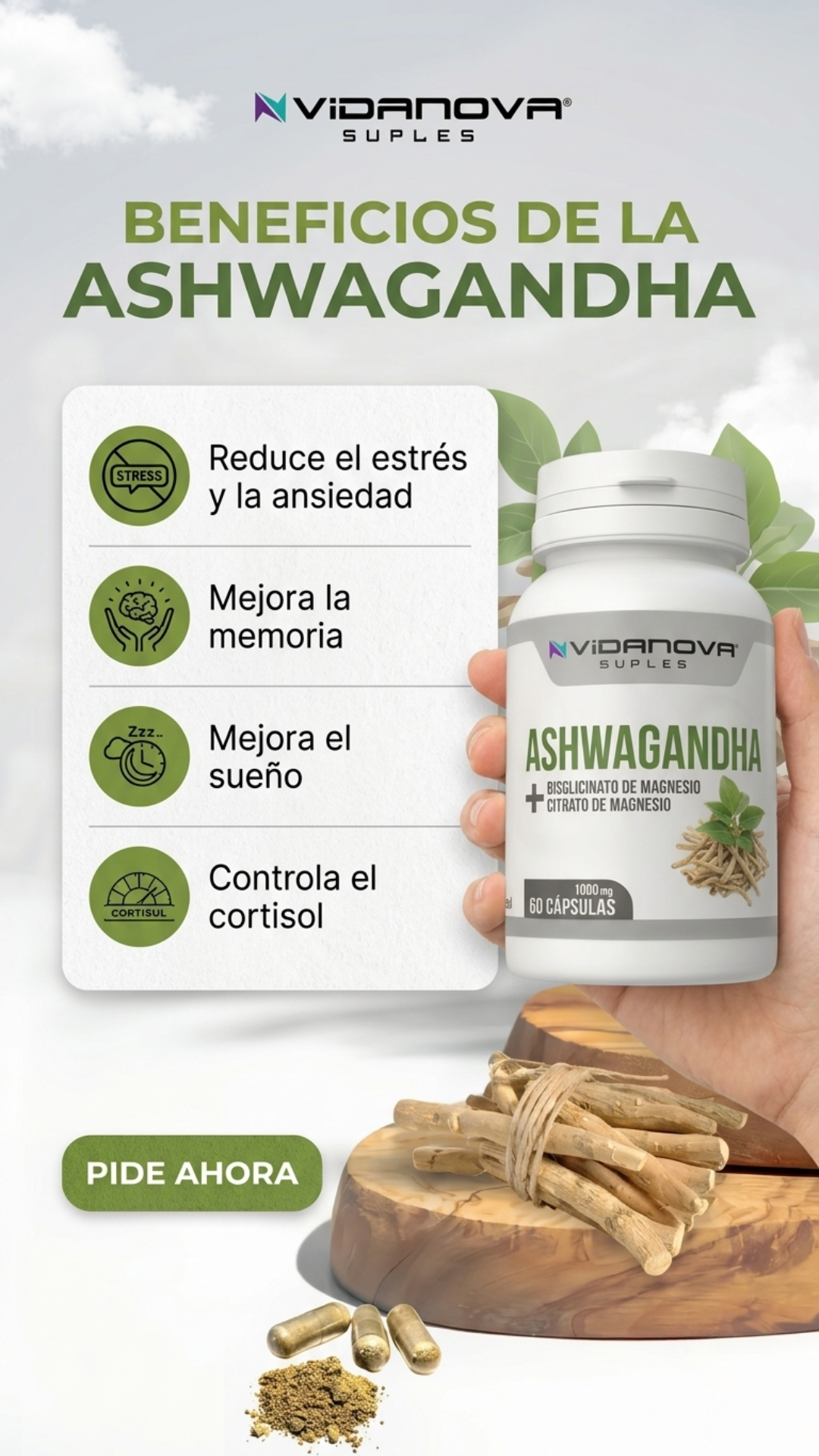 Ashwagandha + Magnesio 1000mg 60 CAPS