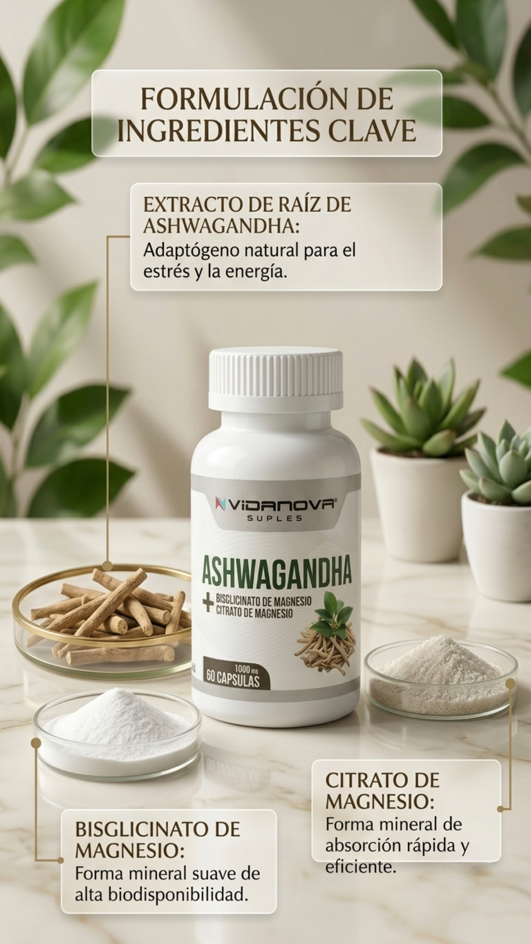 Ashwagandha + Magnesio 1000mg 60 CAPS